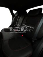 روکش خودرو هایما s5 -کد 7719 جنس بغل چرم وسط پارچه مشکی دوخت قرمز - Image 2