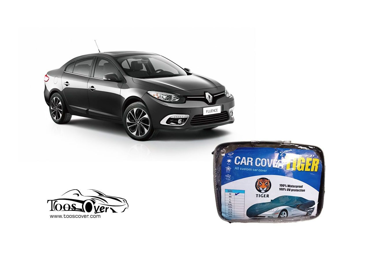 چادرخودرو رنو فلوئنس چهار فصل پشت پنبه ای مدل TIGER