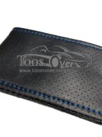 دور فرمان چرم مصنوعی مشکی دوخت آبی - Image 2