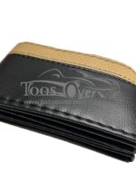 دور فرمان چرم مصنوعی مشکی کرم - Image 2