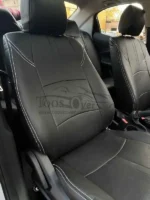 روکش صندلی خودرو fmc 511 فردا موتورز چرم مشکی دوخت سفید کد7070