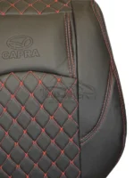 روکش صندلی کاپرا 1 چرم مشکی گلدوزی دوخت قرمز کد 2580 - Image 2